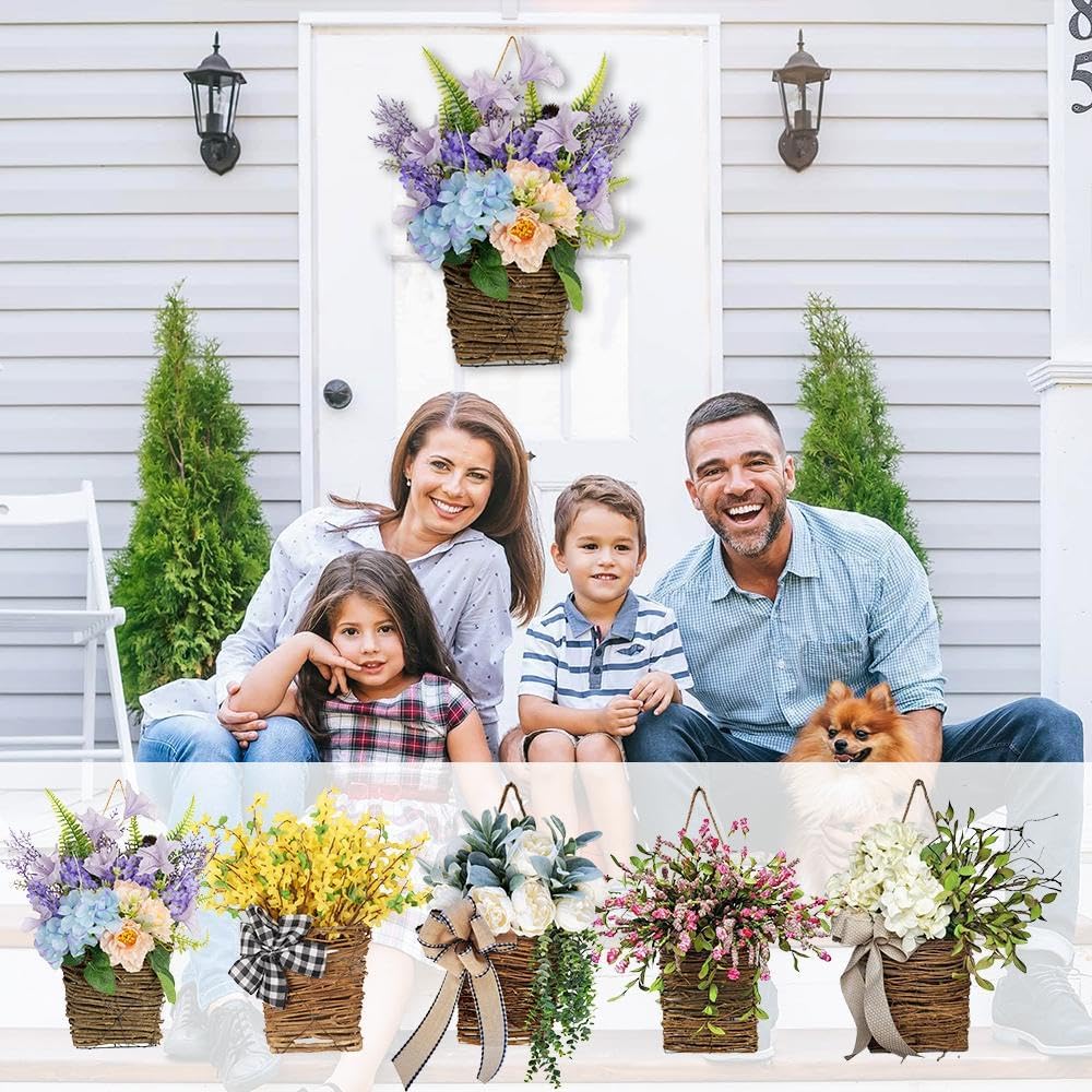 2025 Cream Hydrangea Door Hanger Basket Wreath