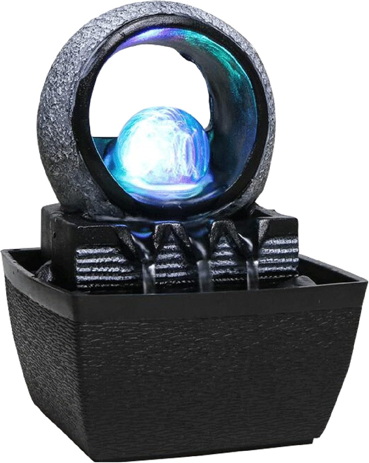 Modern Indoor Tabletop Waterfall Fountain with Rolling Ball - Grey