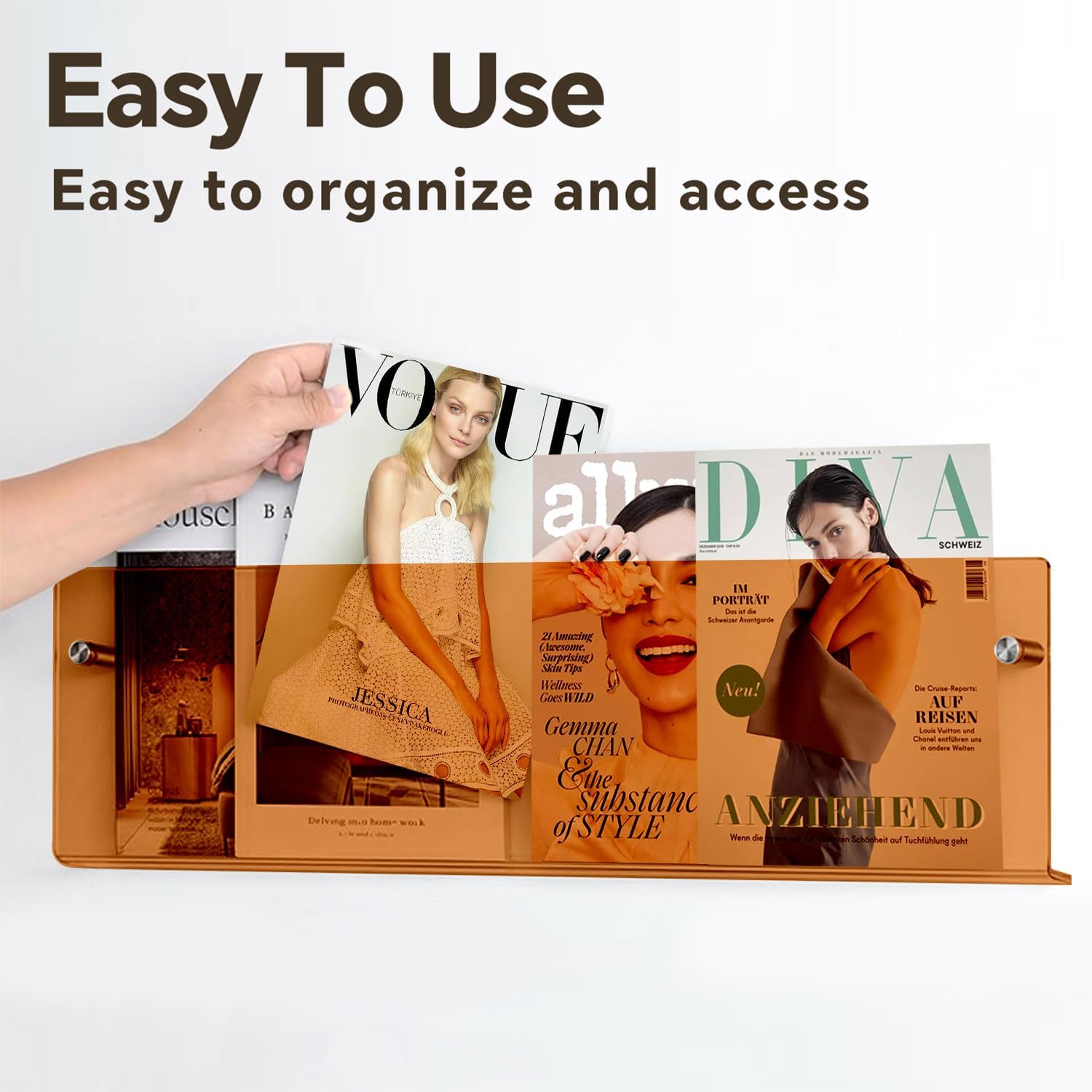 2 Pack Acrylic Magazine Holder with Angled Base