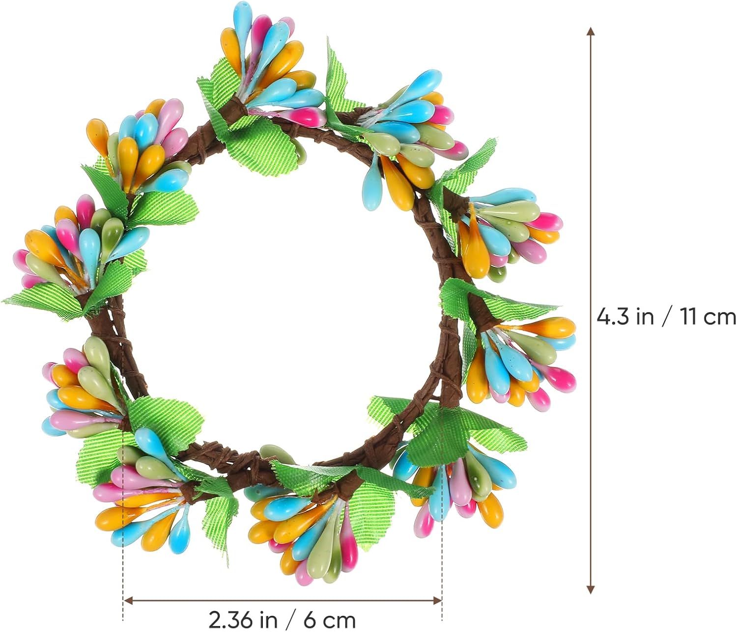 POPETPOP Easter Candle Wreaths 4PCS Artificial Berry Candle Holders for Spring Decor