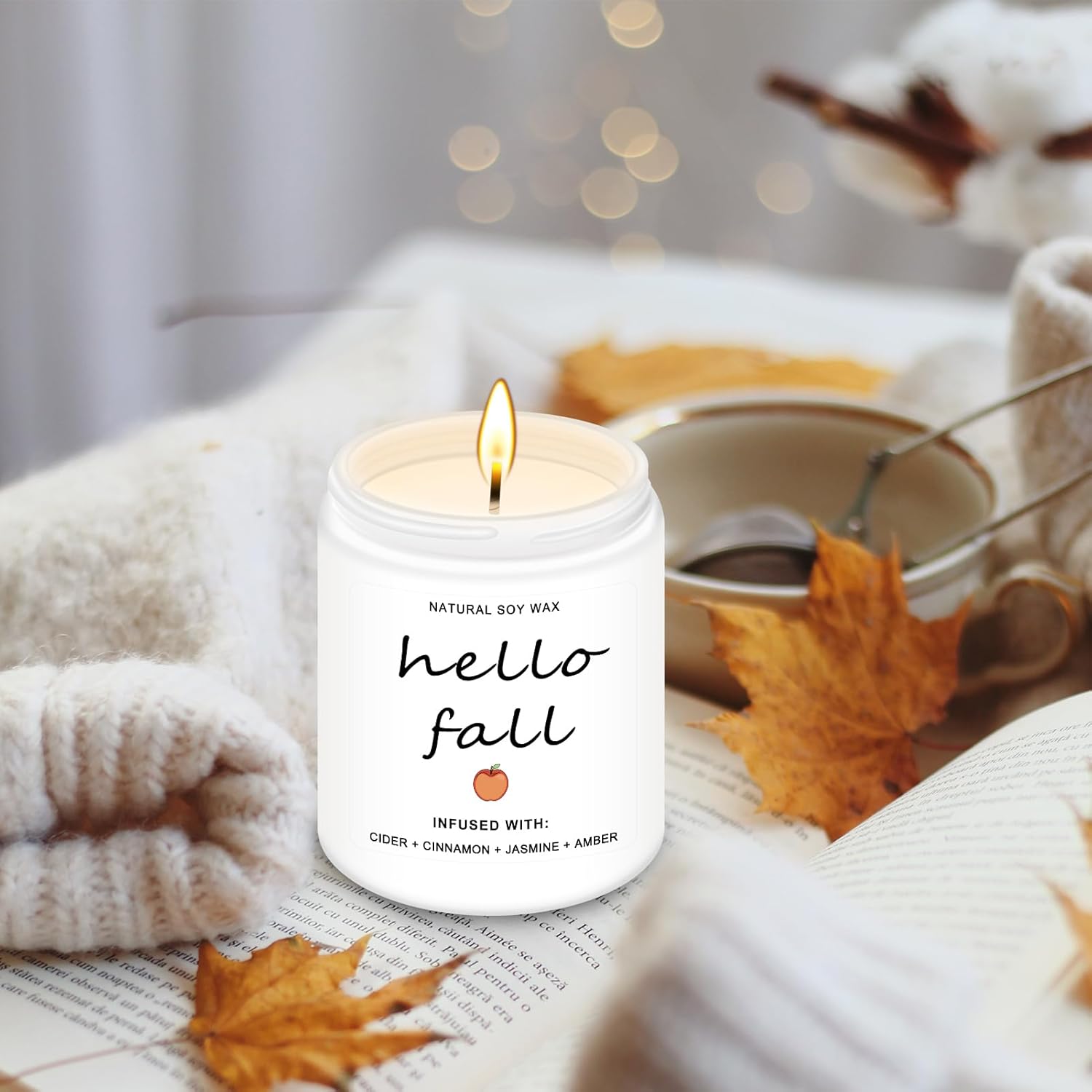 Homsolver Fall Decor Candles with Hello Fall Message