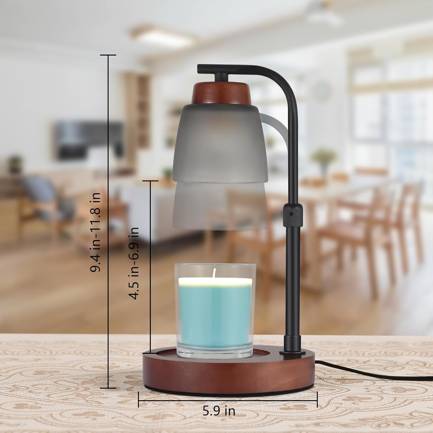 Dimmable Candle Lamp Warmer with Adjustable Height for Jar Candles