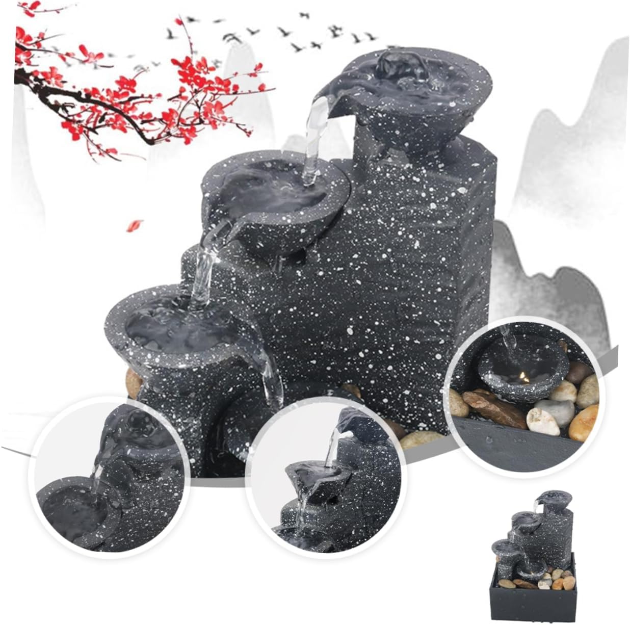 1pc Battery-Powered Waterfall Decor Artificial Fountain for Indoor