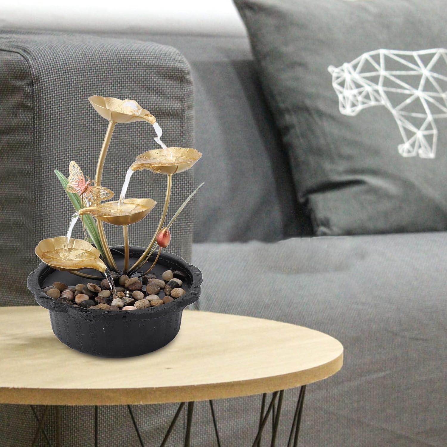 Desktop Water Fountain Ornament with USB and LED Light