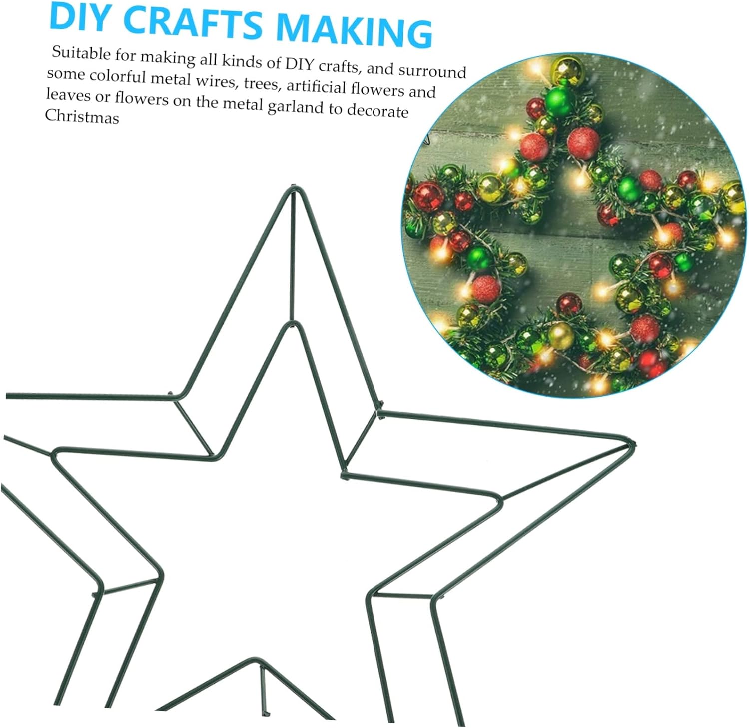 2pcs Star Shape Wreath Frame Rings for Wall Decor and Festival Decor