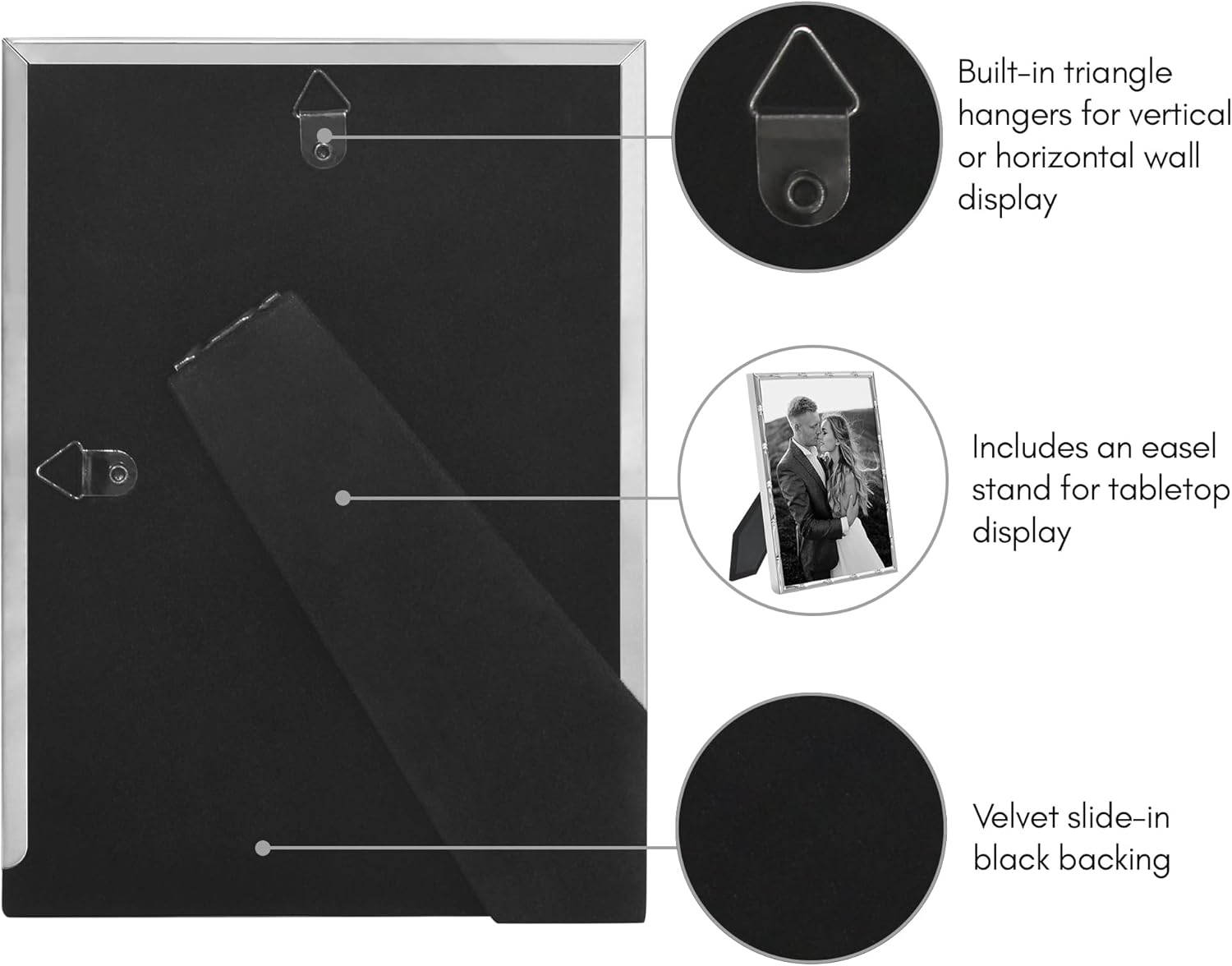 Americanflat 5x7 Bamboo-Style Picture Frame - Silver