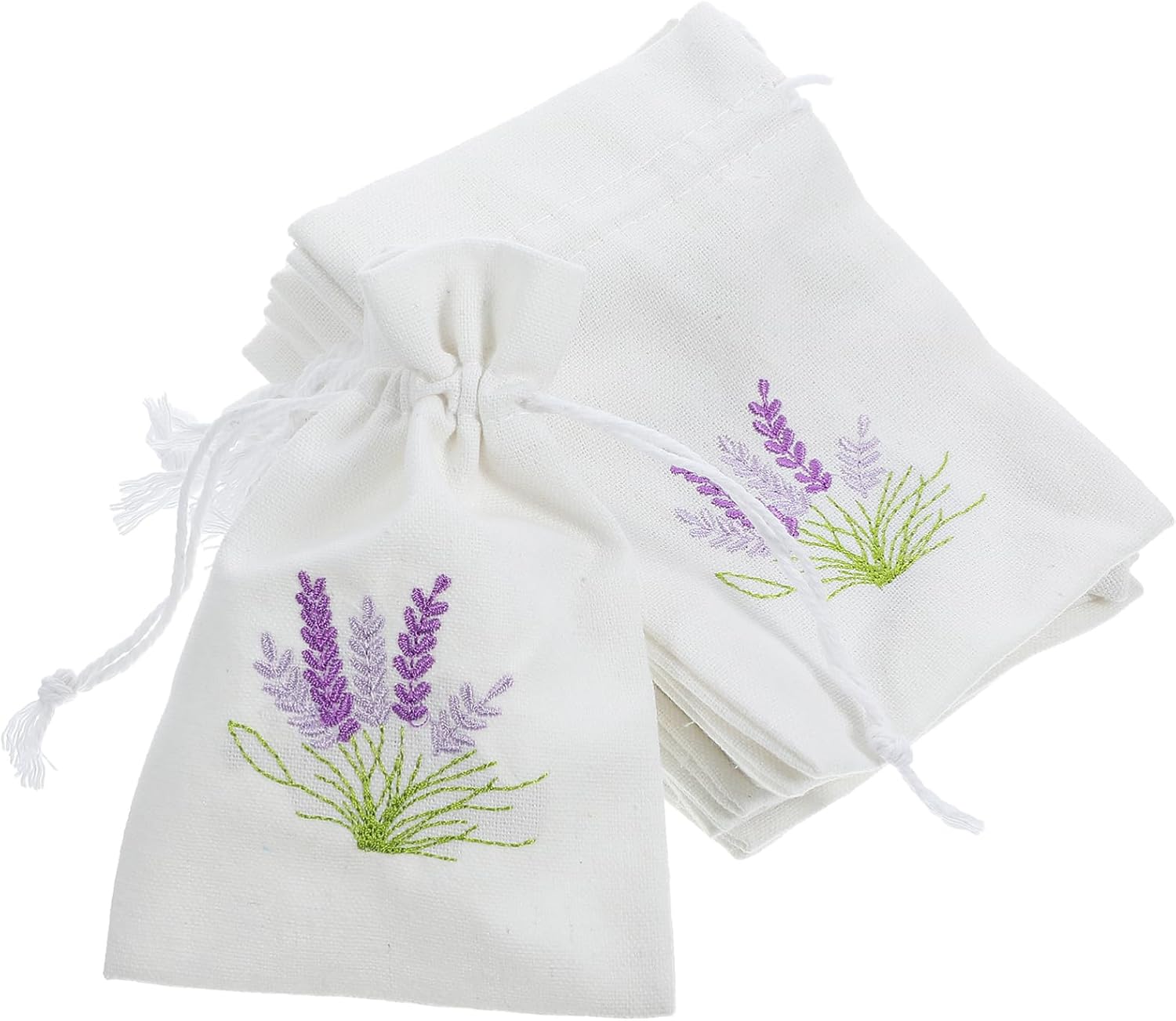 Zerodeko 10pcs Lavender Linen Drawstring Sachet Bags