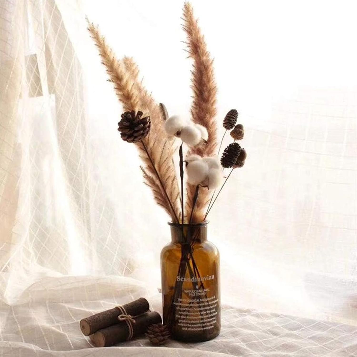 JOHOUSE 18 PCS Hanging Natural Pine Cones Garland Decor