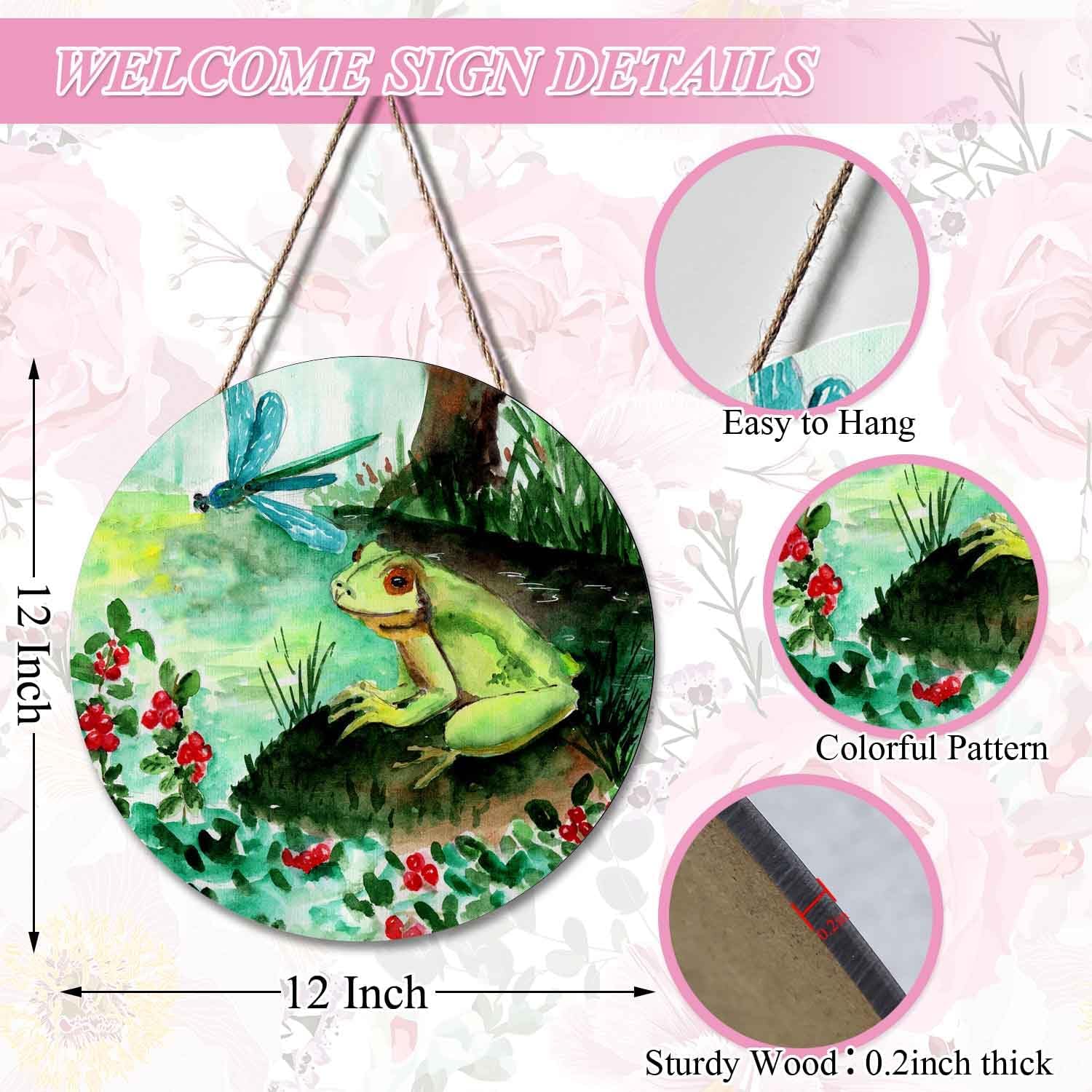 Welcome Sign Frog Door Decor Wreath Hanger