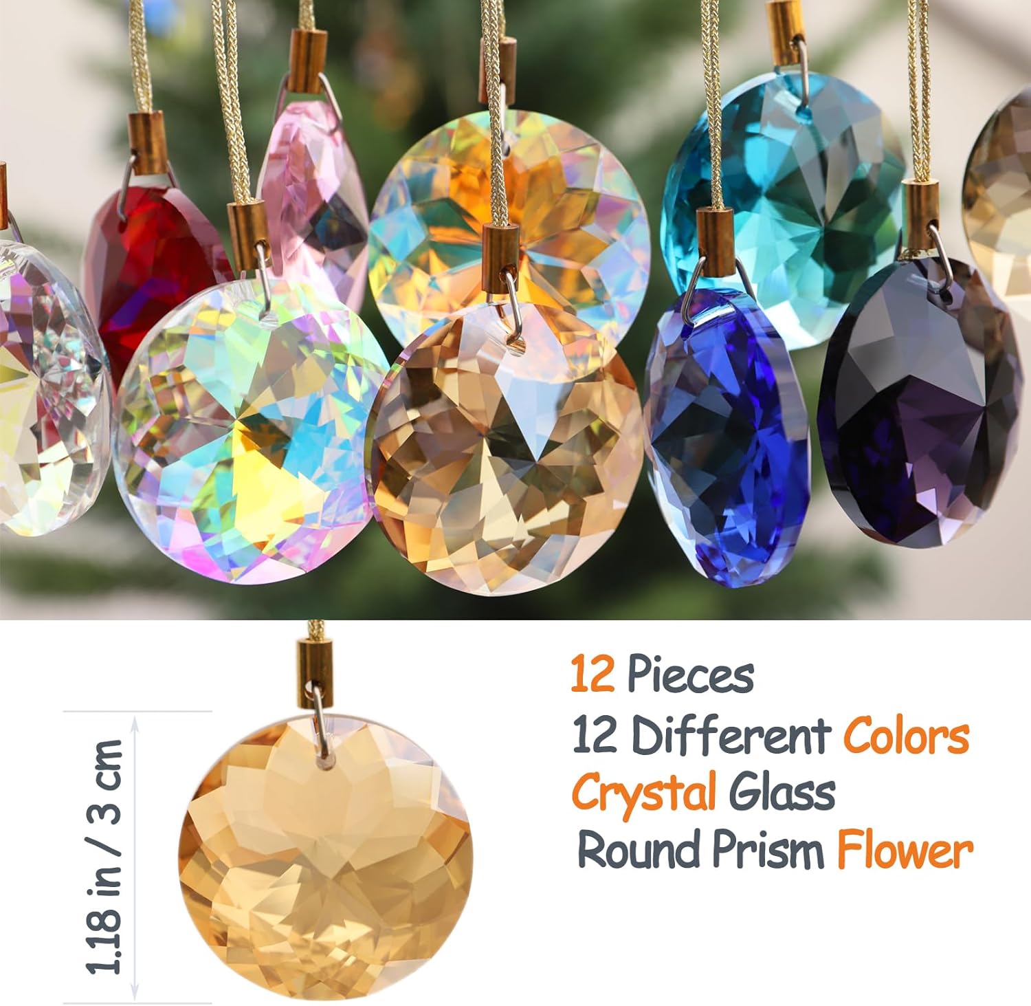 12 Pcs Crystal Glass Christmas Balls Ornaments