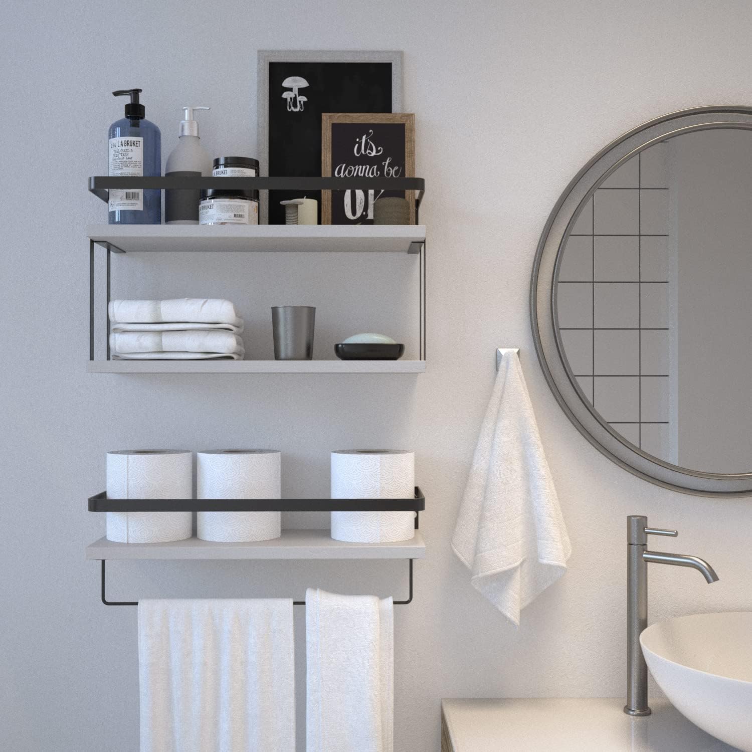 RICHER HOUSE 21 Tier Floating Wall Shelves Set of 2 - White