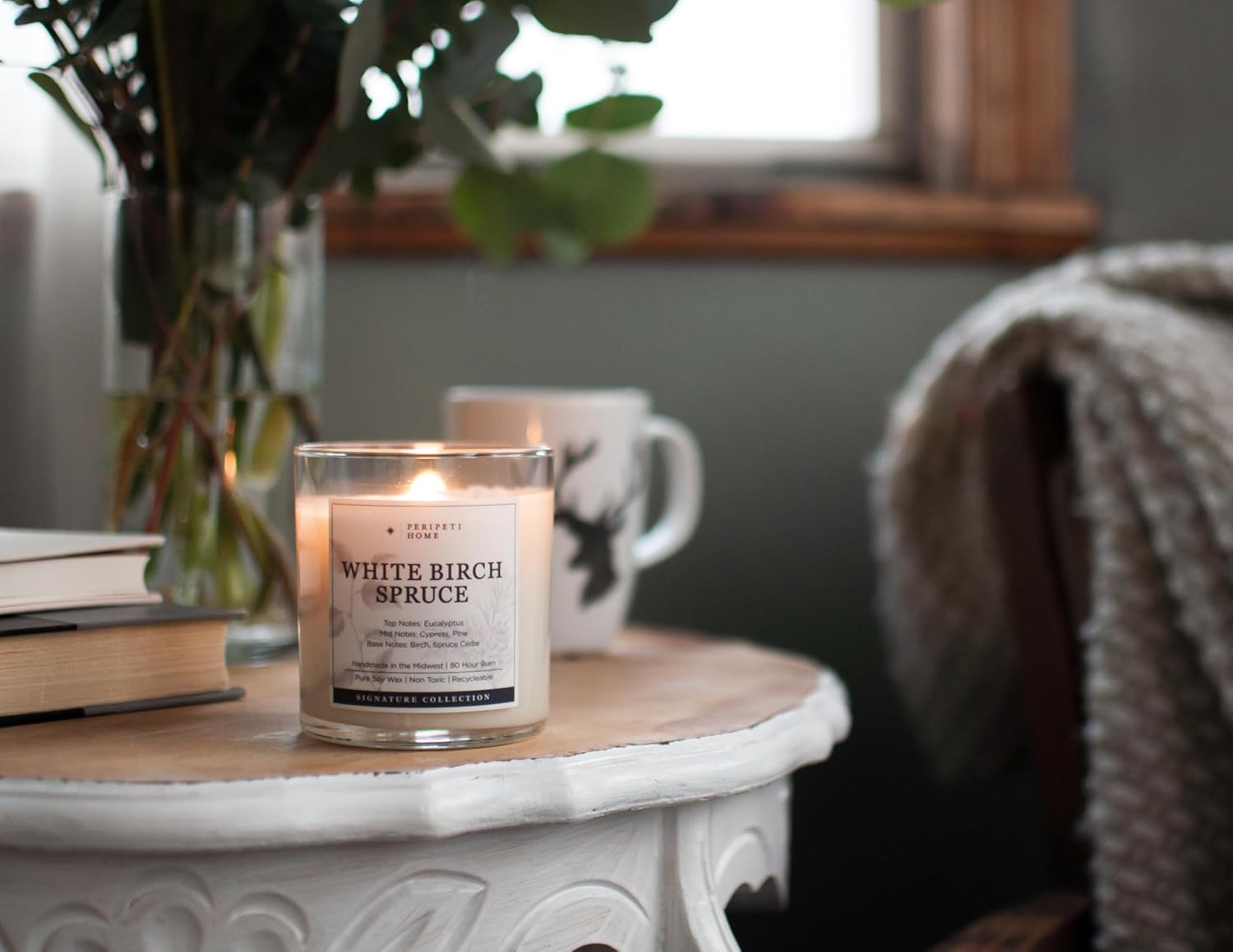 PERIPETI Home White Birch Spruce Scented Candle 1