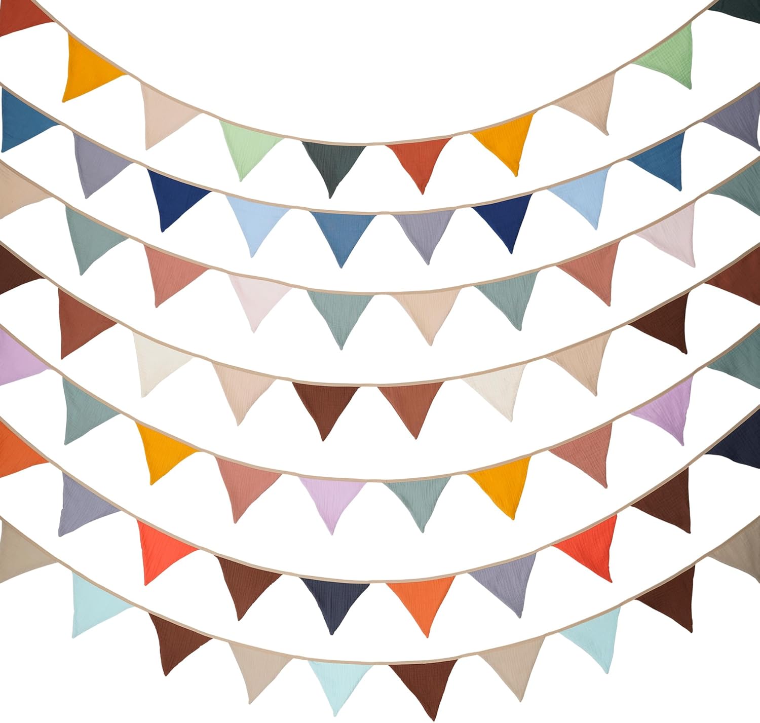 JIALITFUN Fabric Bunting Banner 2 Pack Neutral String Flags 85 ft