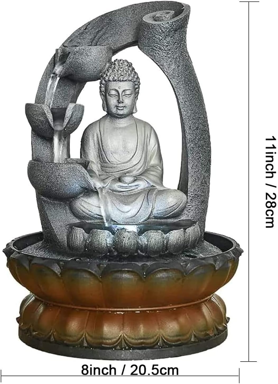 SURPRIZON 118in Buddha Tabletop Waterfall Fountain for Fengshui Meditation and Relaxing Indoor Decoration