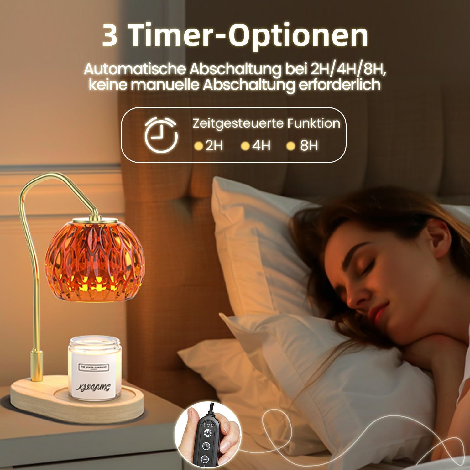 Amber Candle Warmer Lamp with Timer and Dimmer
