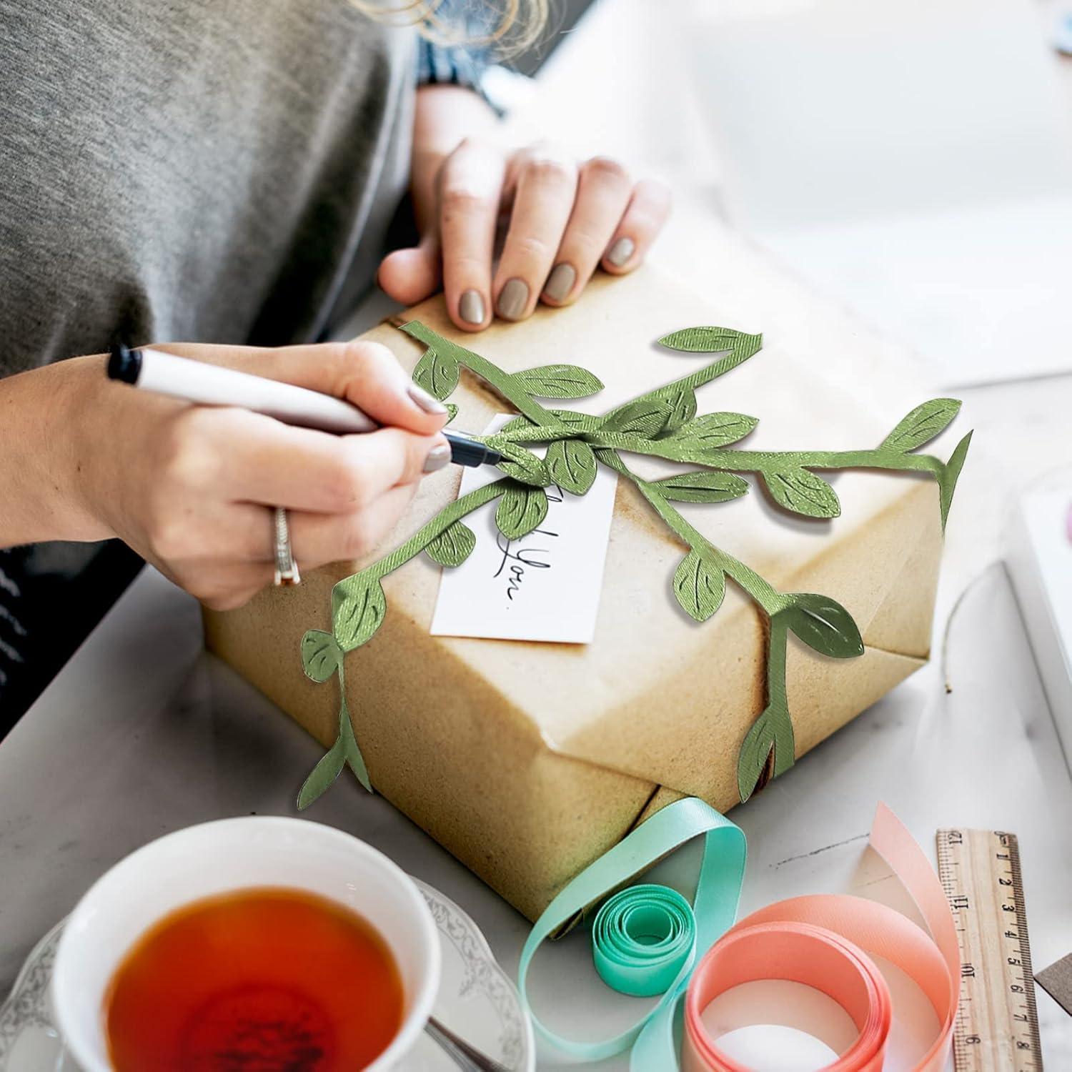 132 Ft Large Leaf Trim Ribbon for Home Decor and Party Crafts