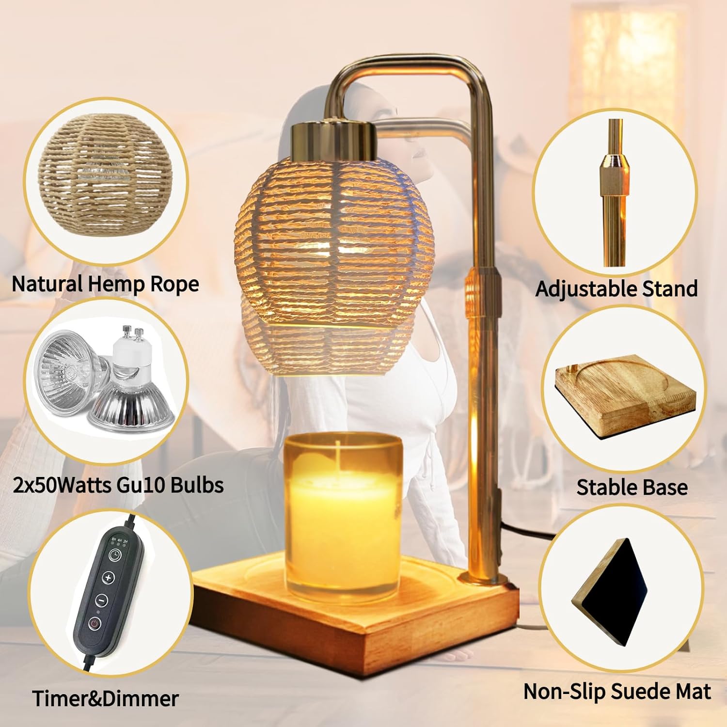Candle Warmer Lamp with Timer and Dimmer