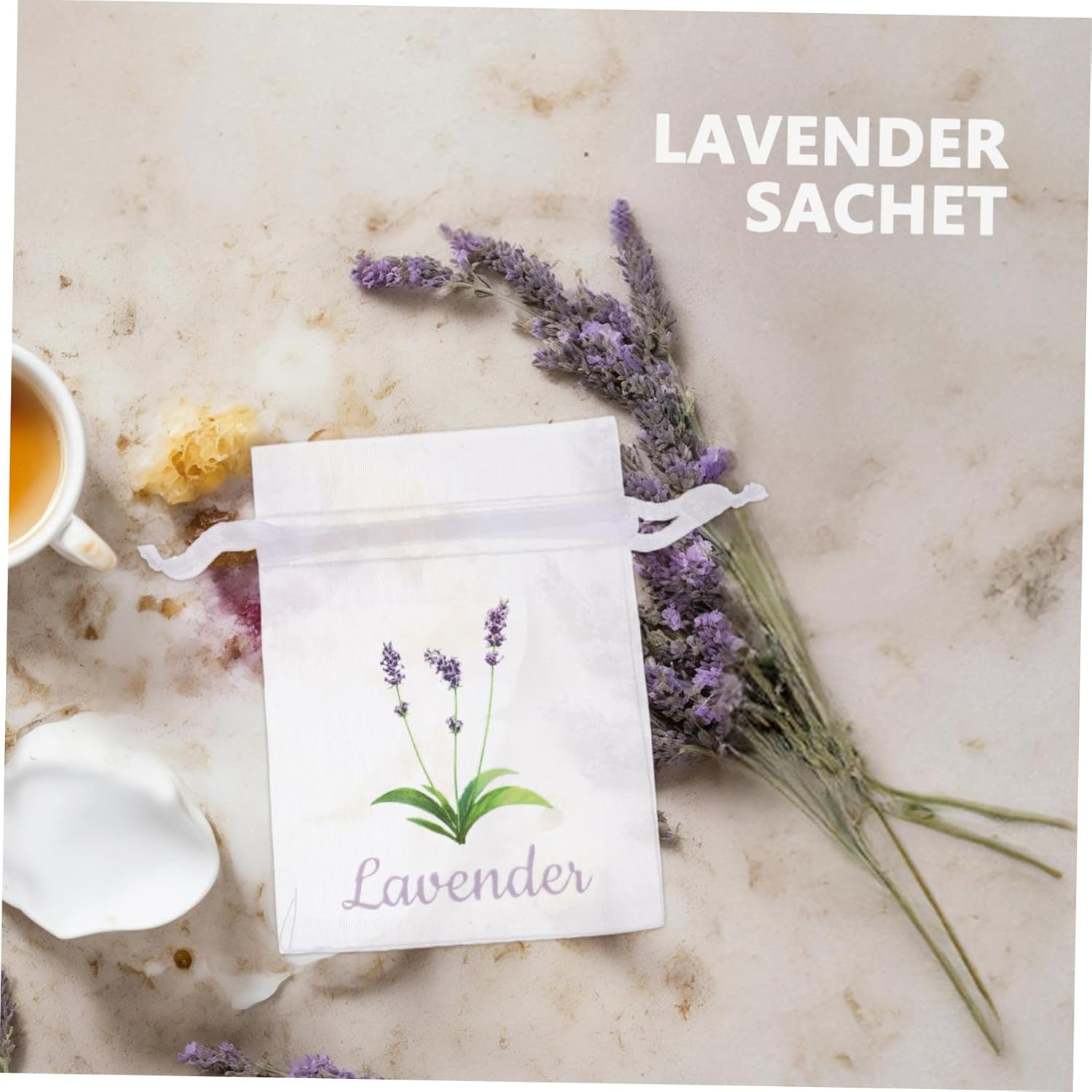 Garneck 20pcs Lavender Sachet Bags Empty Drawstring Mesh Pouches for Herbs and Dried Flowers Refillable Storage