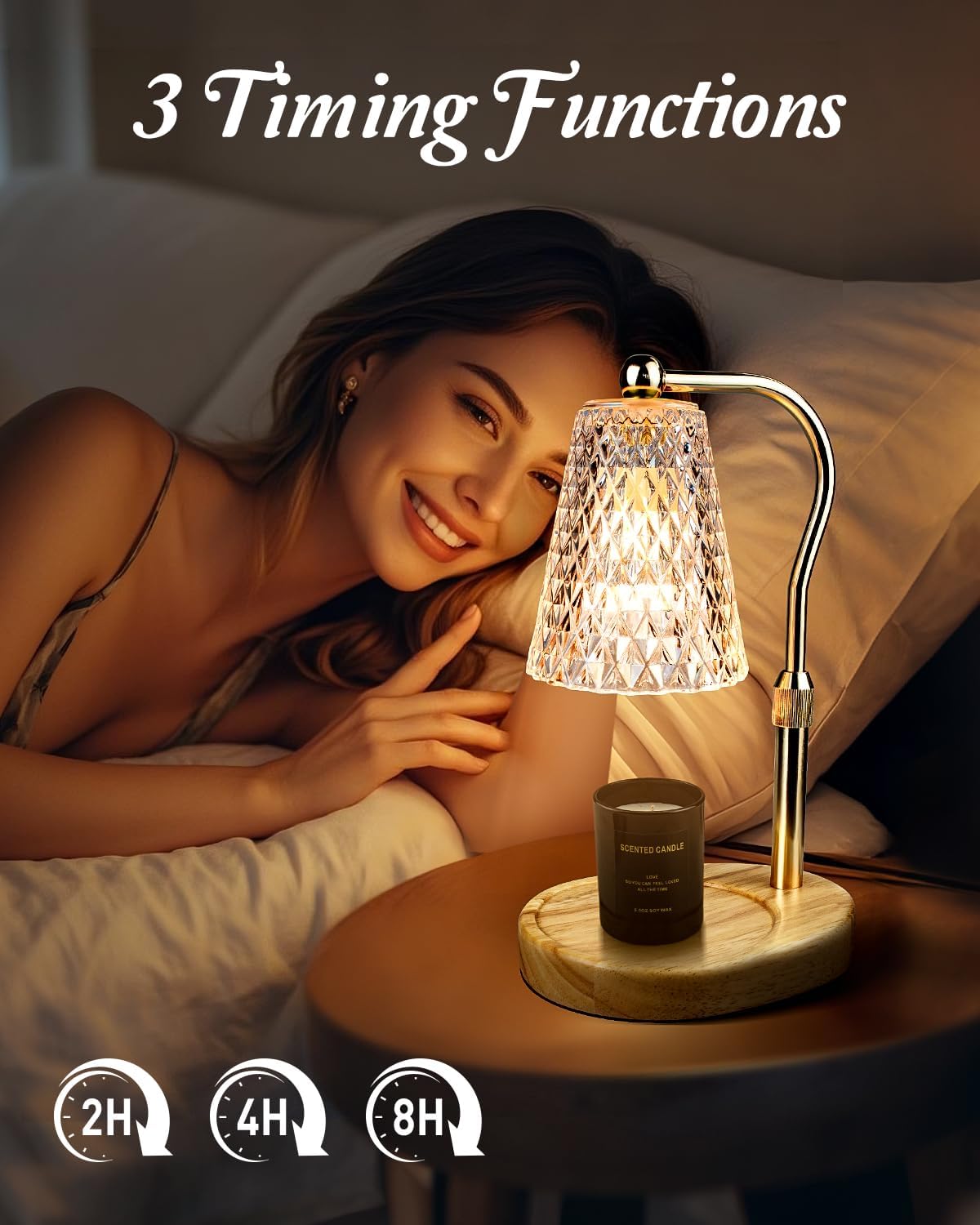 Candle Warmer Lamp with Timer and Dimmer Adjustable Height Scented Aroma Diffuser Home Decor