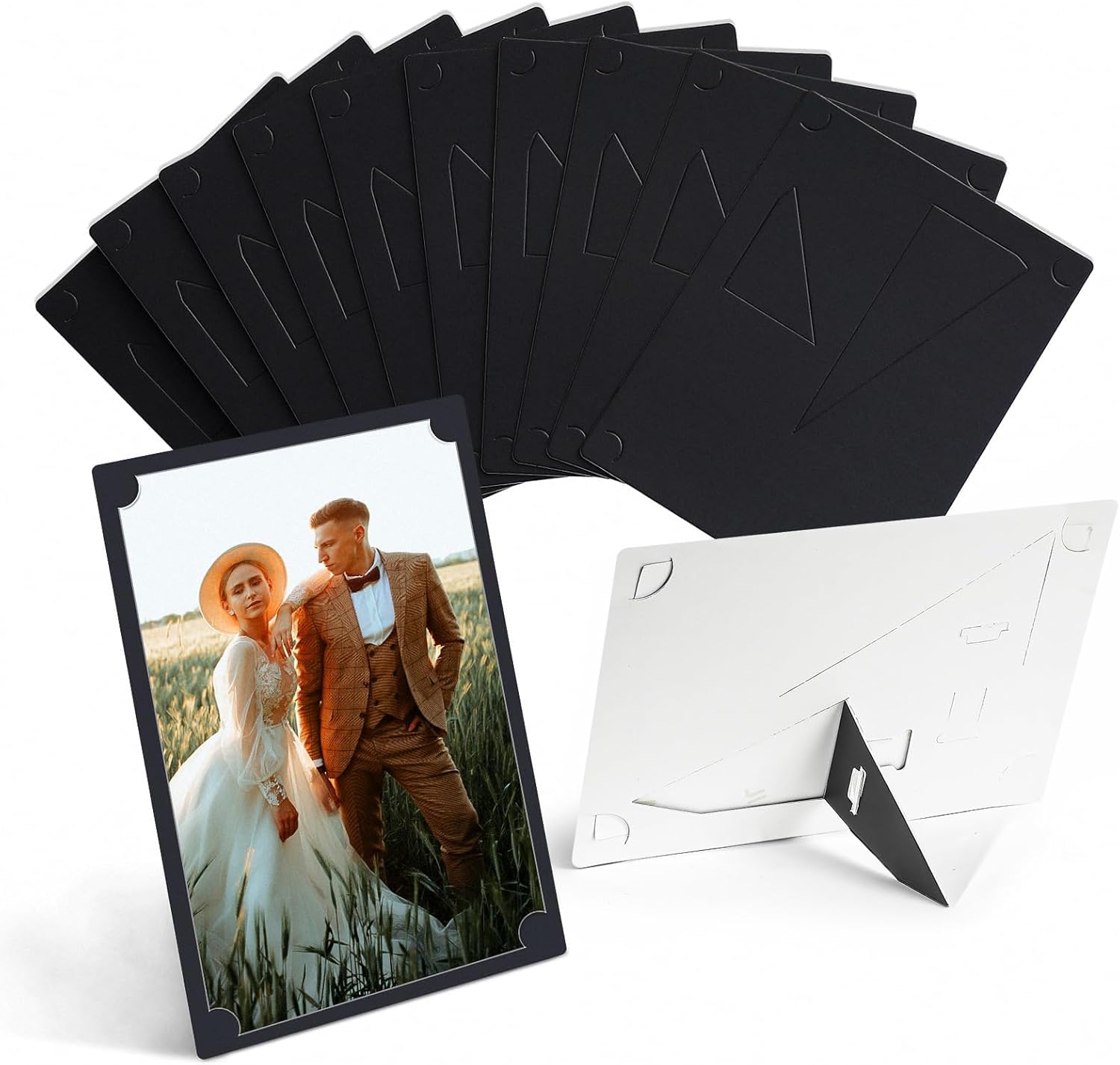 Black Paper Frames 5x7 Set of 10 Cardboard Photo Frame with Easel DIY Crafts
