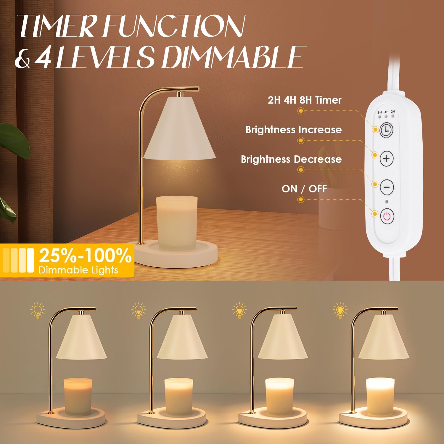 Candle Warmer Lamp with Timer and Dimmer Control