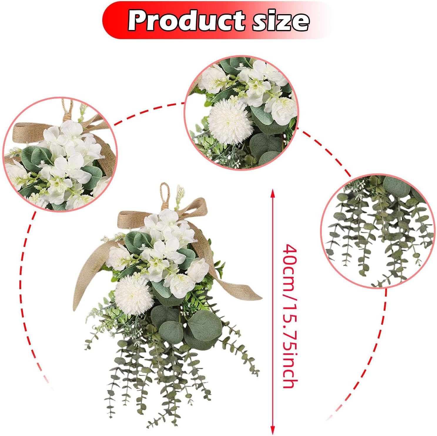 Eucalyptus Chrysanthemum Teardrop Wreath for Home Decor