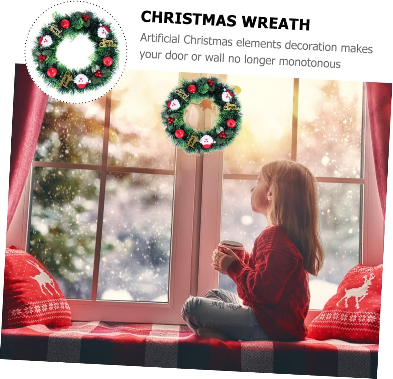 Cabilock Christmas Wreath Door Hanger Garland Snowman Decor for Wall and Party