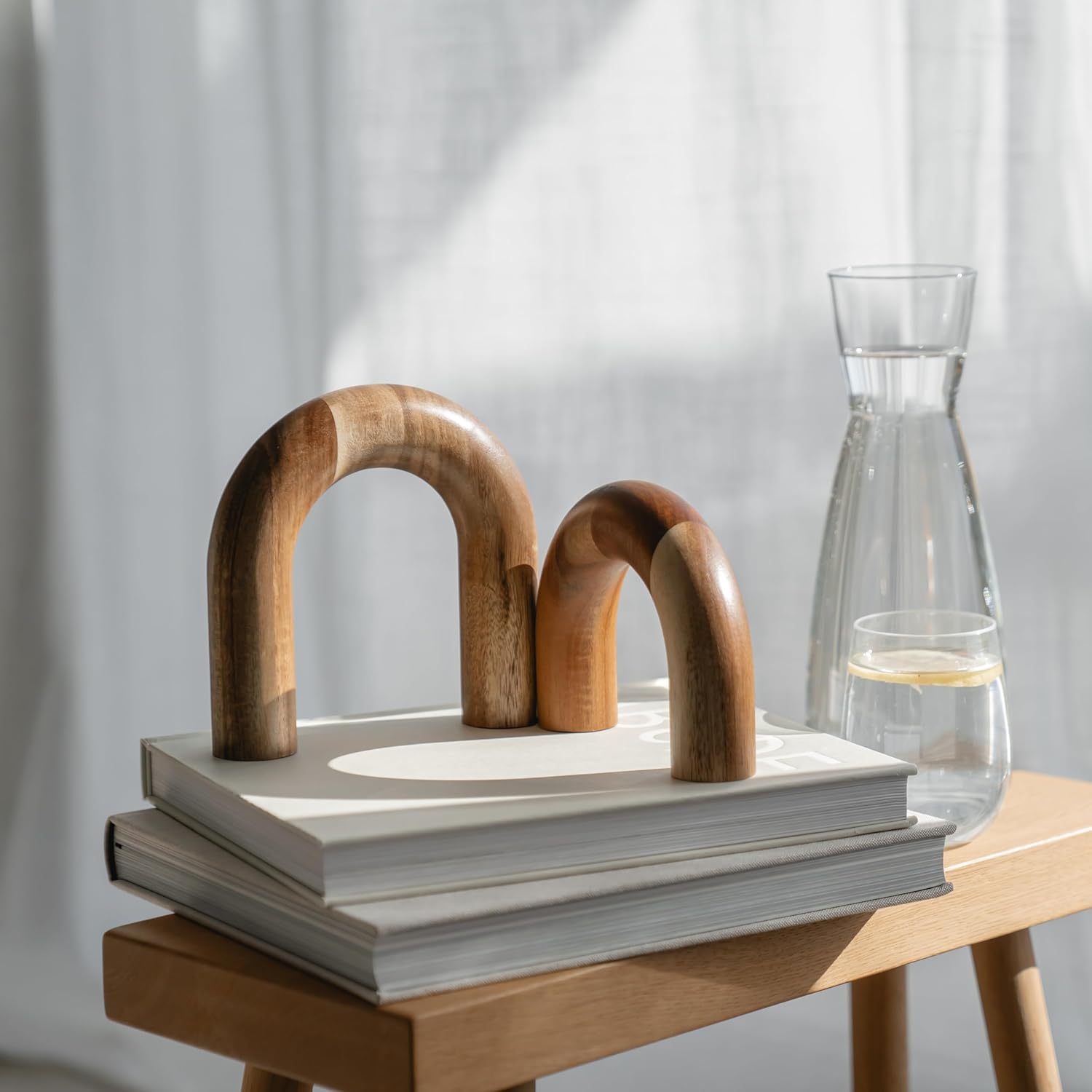 Wood Arch Bookshelf Decor - Modern Home Accent