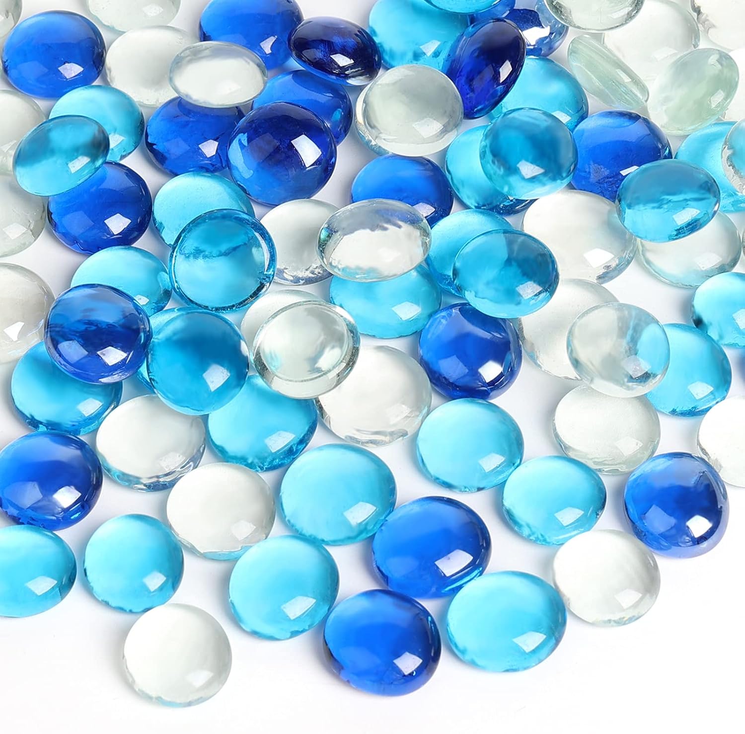 FUTUREPLUSX 5 Lb Blue Mixed Flat Glass Marbles Vase Fillers