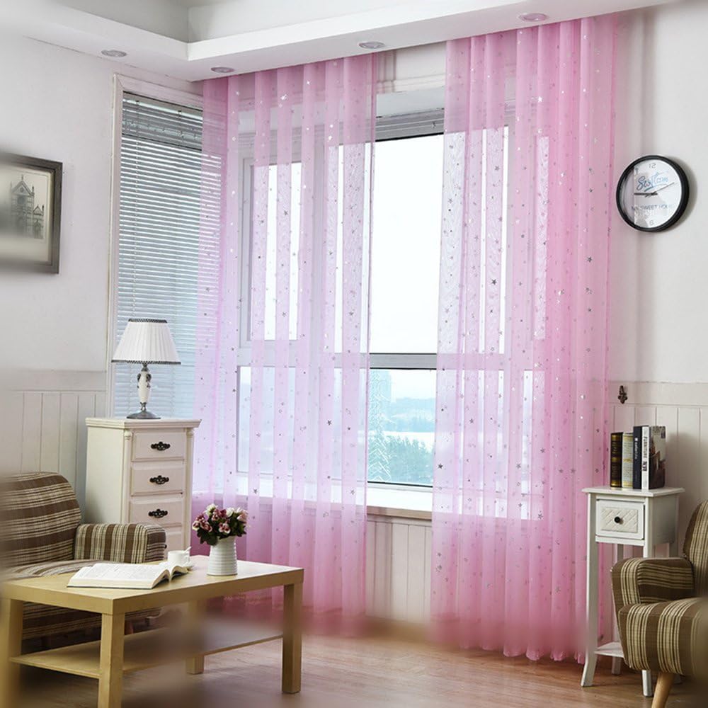 Pureaqu Kids Bedroom Curtains with Twinkle Star Print