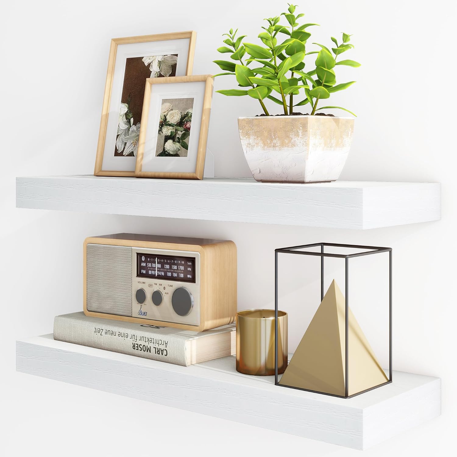 Fun Memories 24 Inch Floating Shelves Set of 2 White