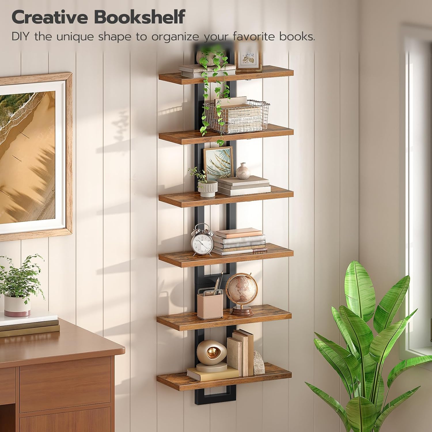HOOBRO Floating Shelves Set of 3 2-Tier Wall Mounted Storage