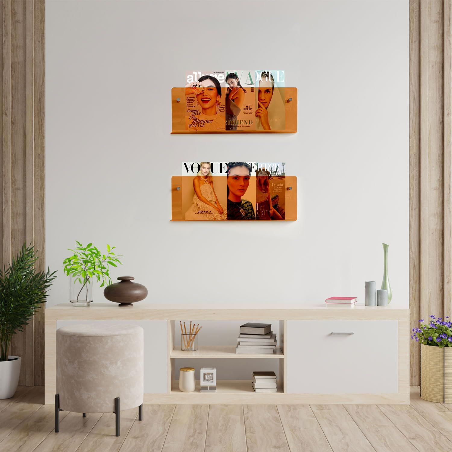 2 Pack Acrylic Magazine Holder with Angled Base