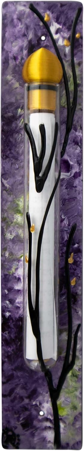 Hand Painted Mezuzah Case with Printed Scroll 625 Inch