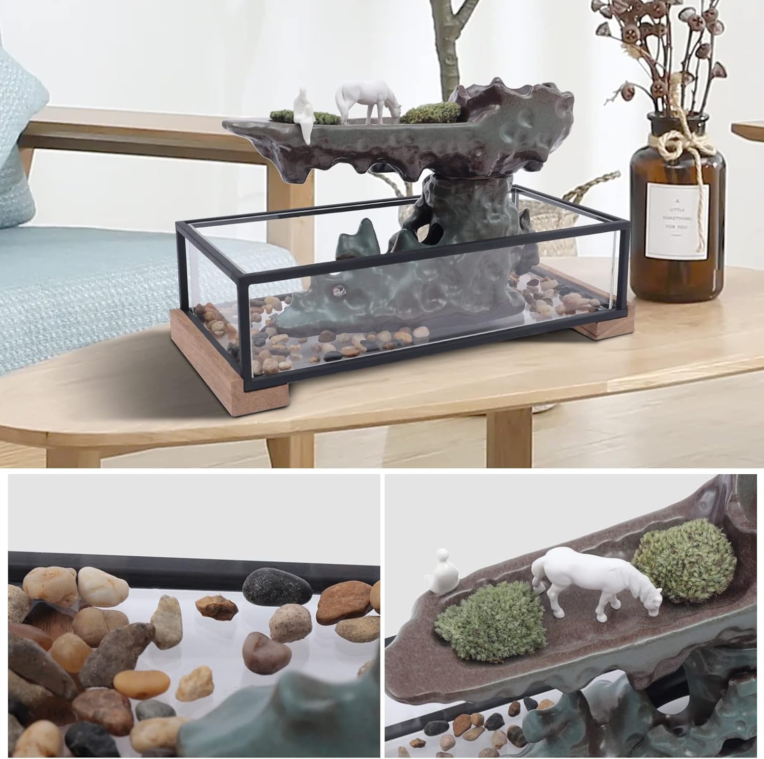 Stress Relief Indoor Tabletop Fountain with Rockery Design