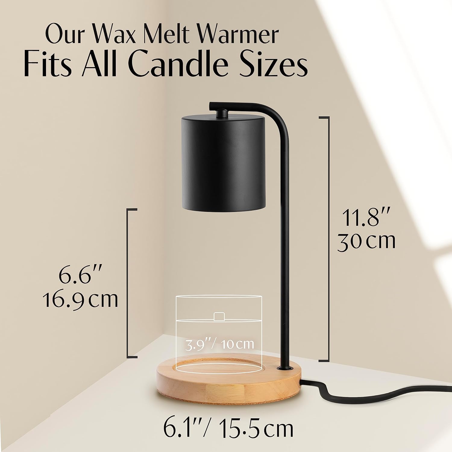 Coyal Flameless Candle Warmer Lamp with Timer and Dimmer - Black Wood