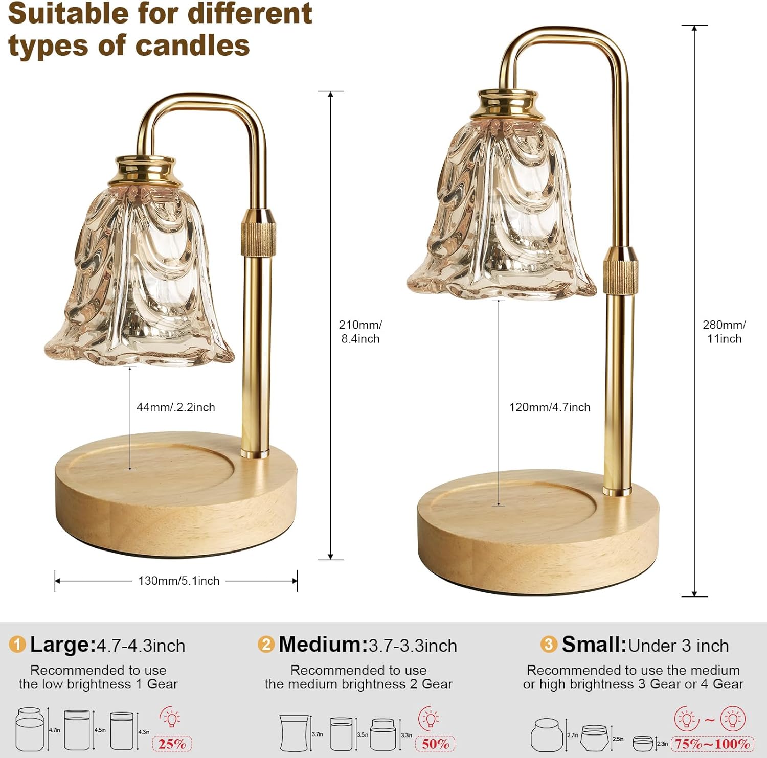 PYZO Flameless Candle Lamp with Timer and Adjustable Height