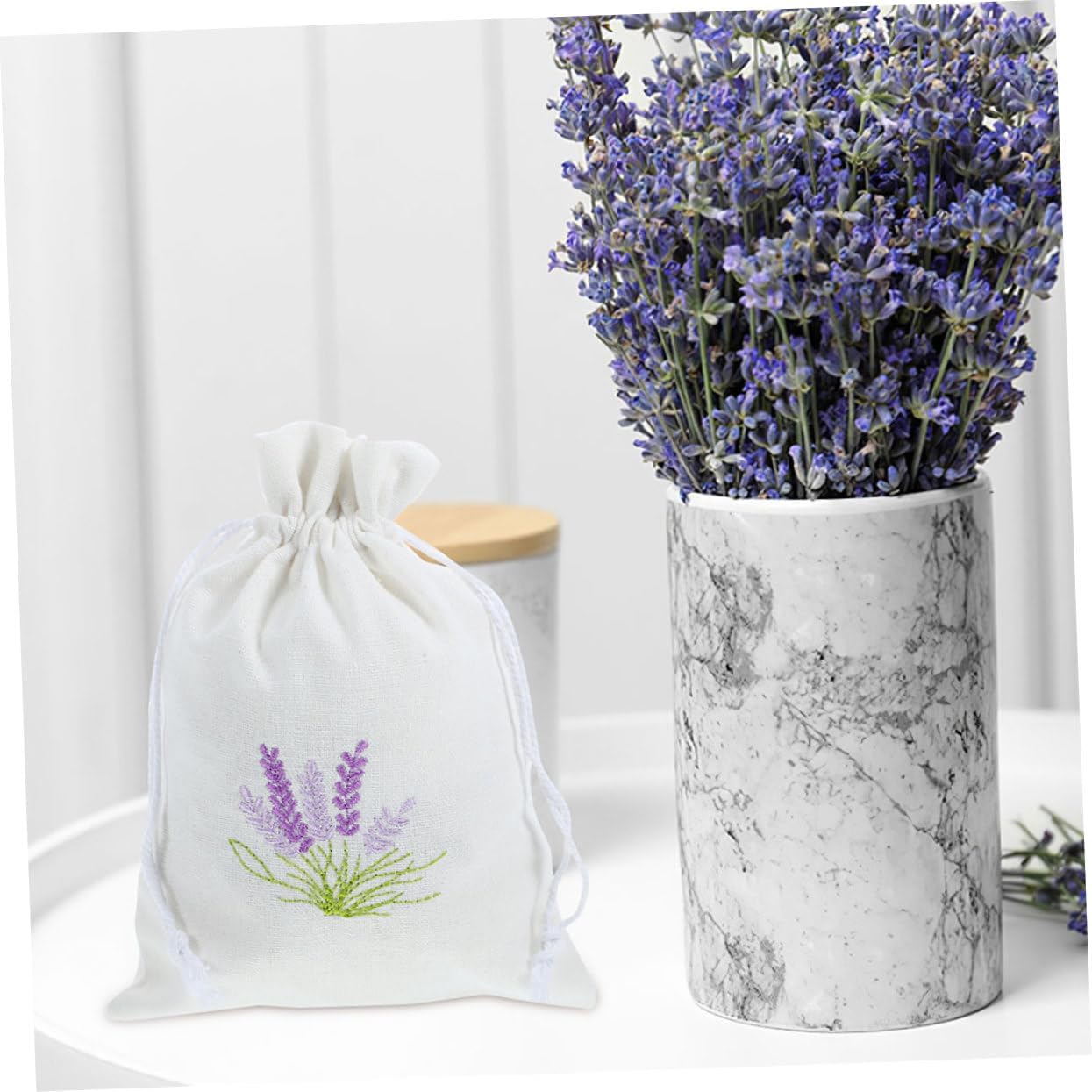Happyyami Lavender Drawstring Cotton Sachet Bag for Fragrance Storage