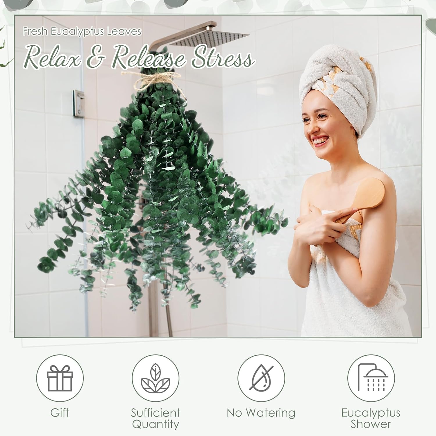 60 Pcs Dried Eucalyptus Stems 17inch for Home Decor and Wedding Vase