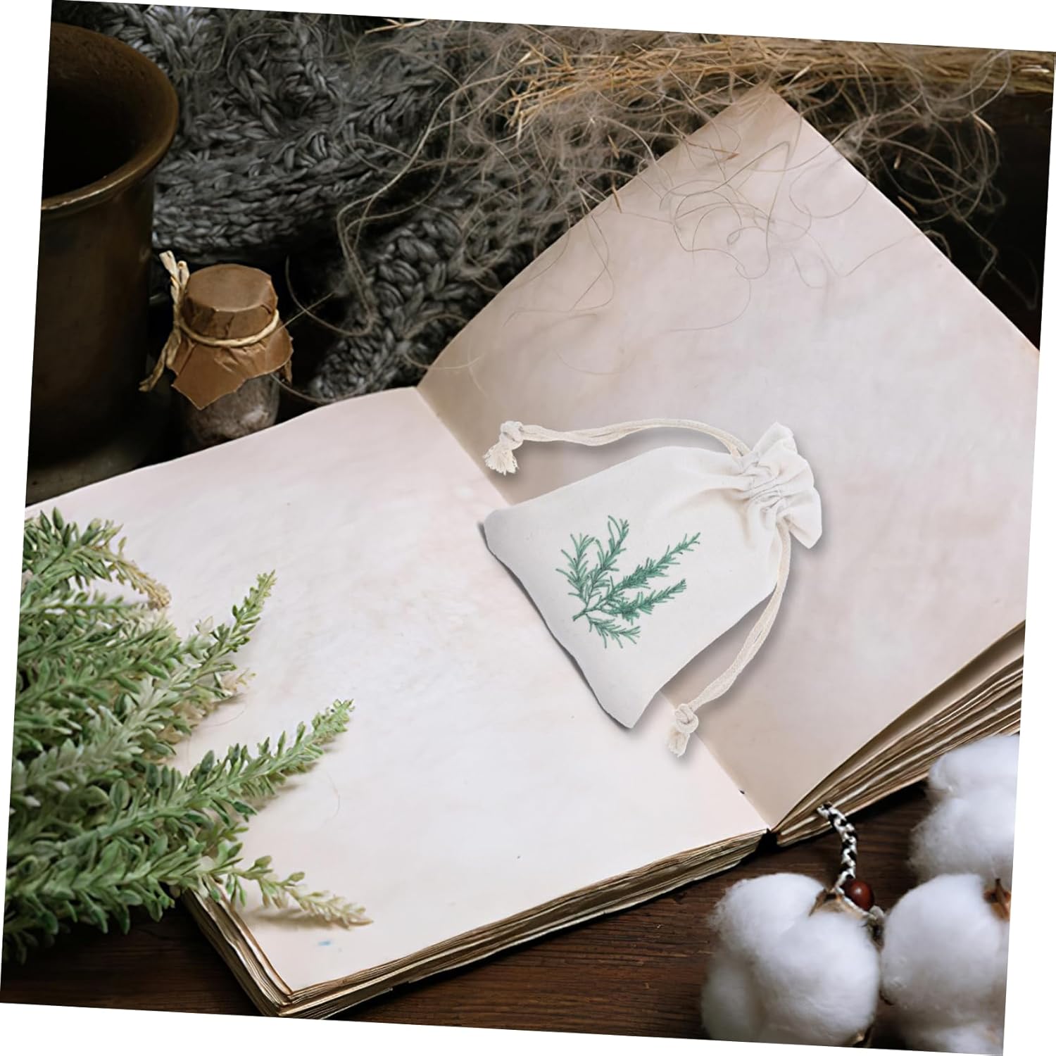 ABOOFAN 10pcs Lavender Sachets Drawstring Burlap Pouches for Home Freshener