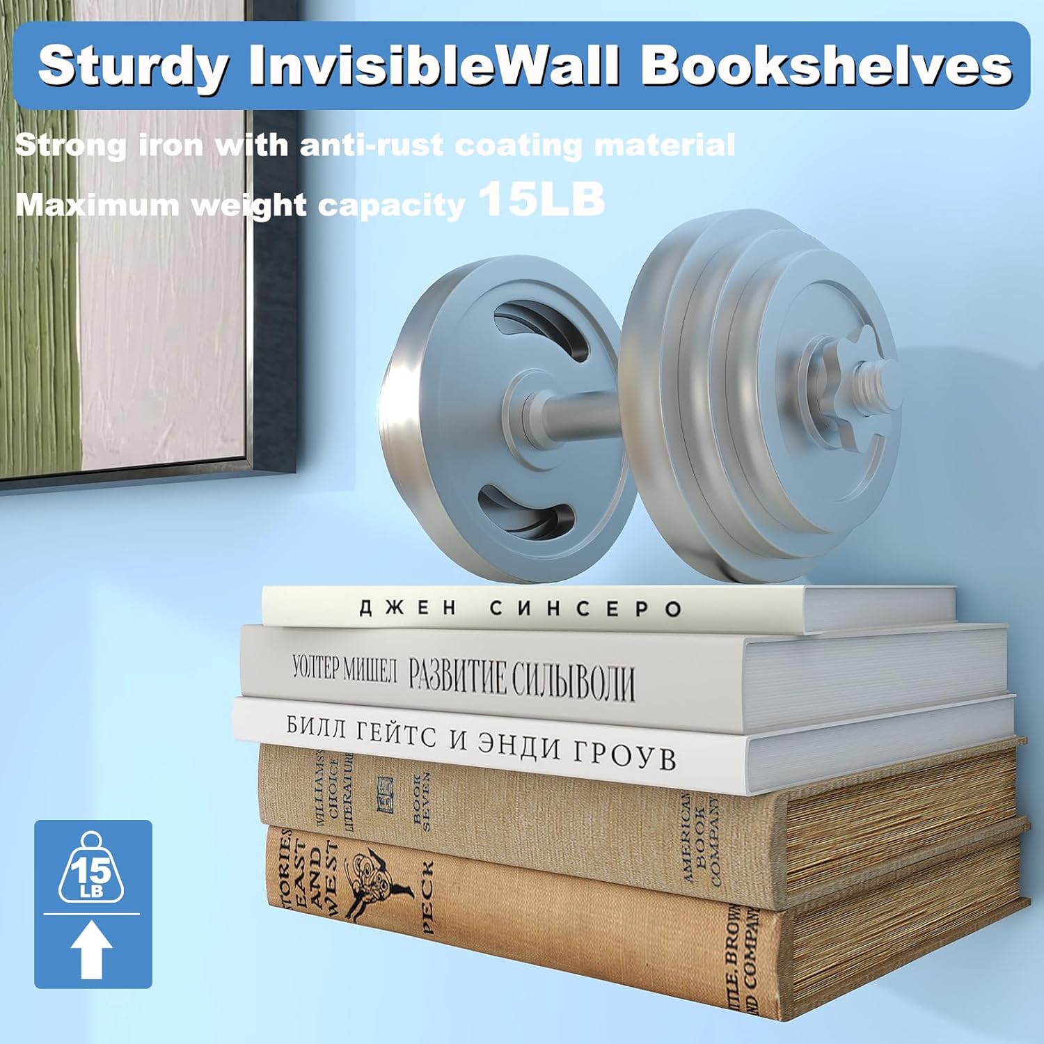 FENTEC 6 Pack Floating Bookshelf Wall Mount White