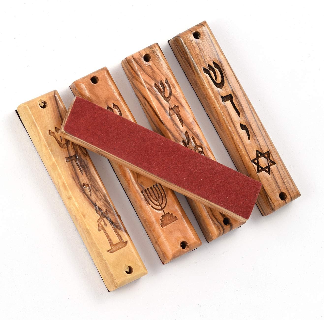 Peer Hastam Olive Wood Mezuzah Cases Set of 5