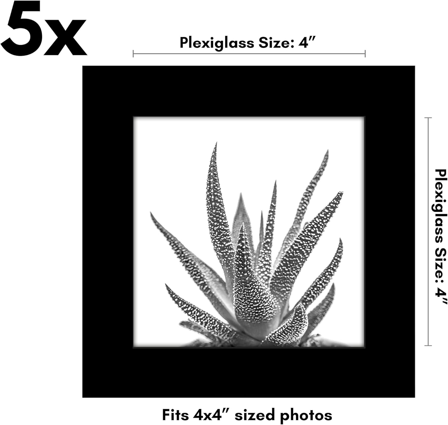 Americanflat 4x4 Picture Frame Set of 5 Black