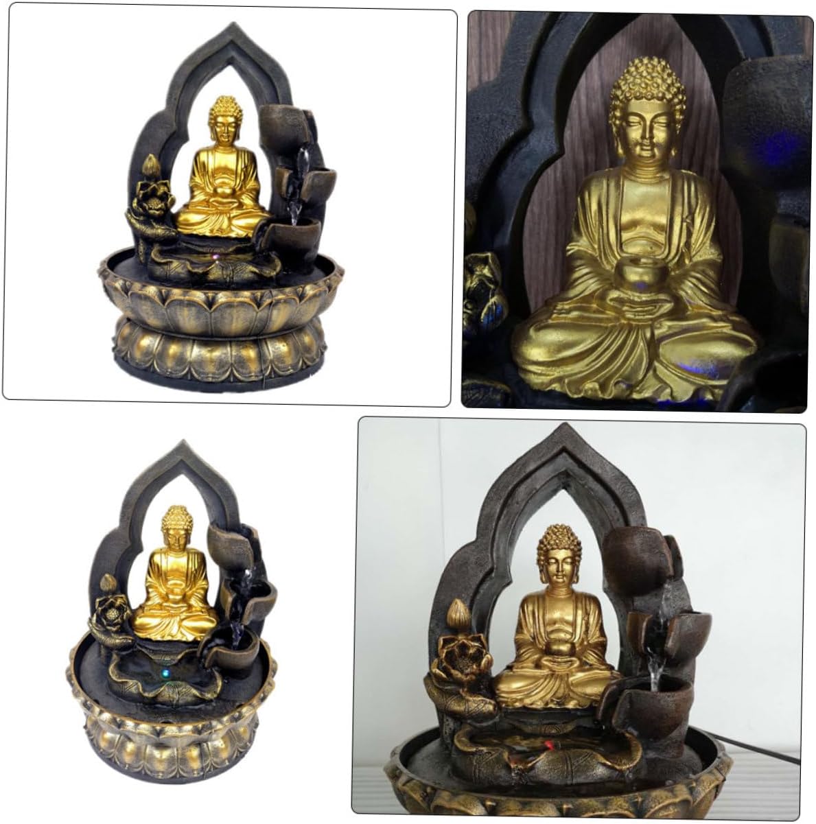 Buddha Statue Resin Tabletop Water Fountain Decor