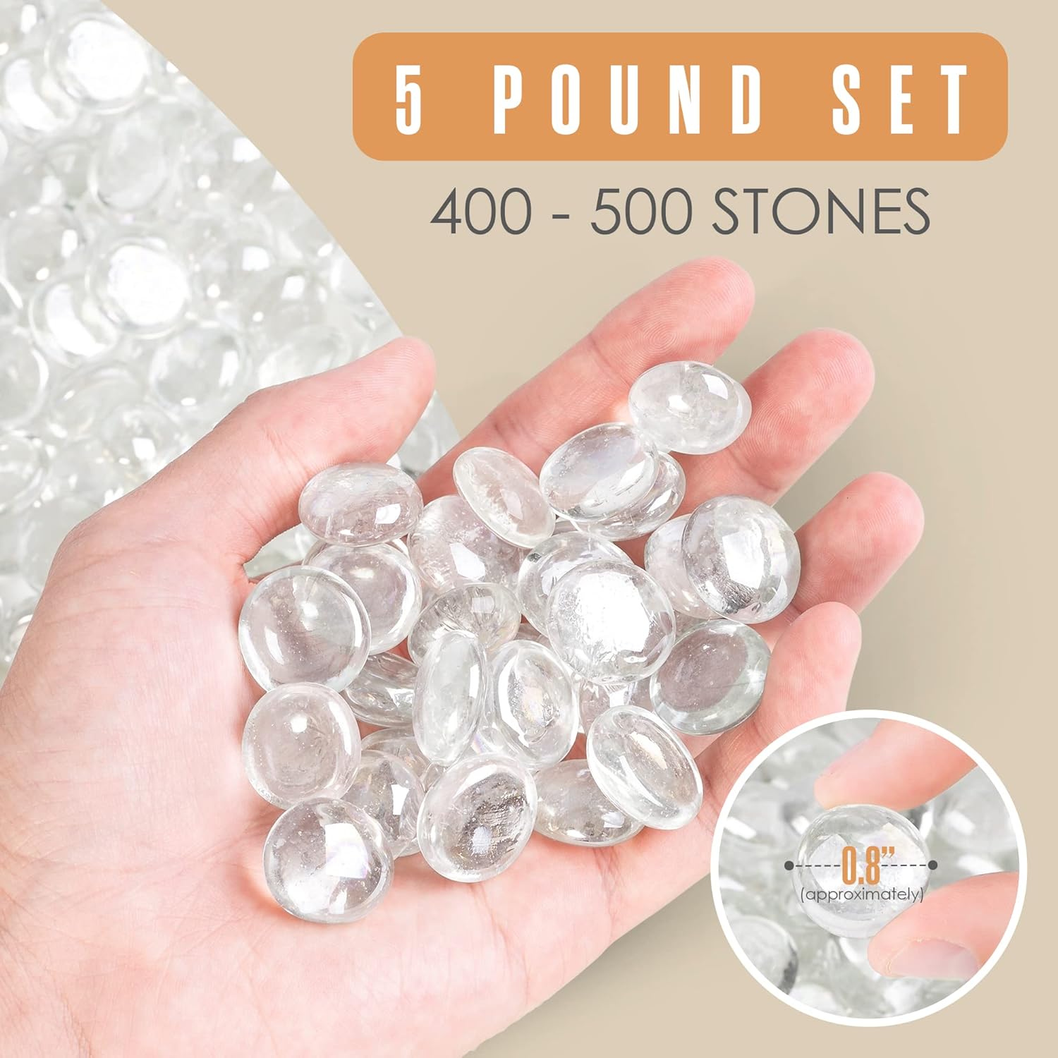 Houseables Glass Marbles Clear Pebbles for Vases and Aquariums
