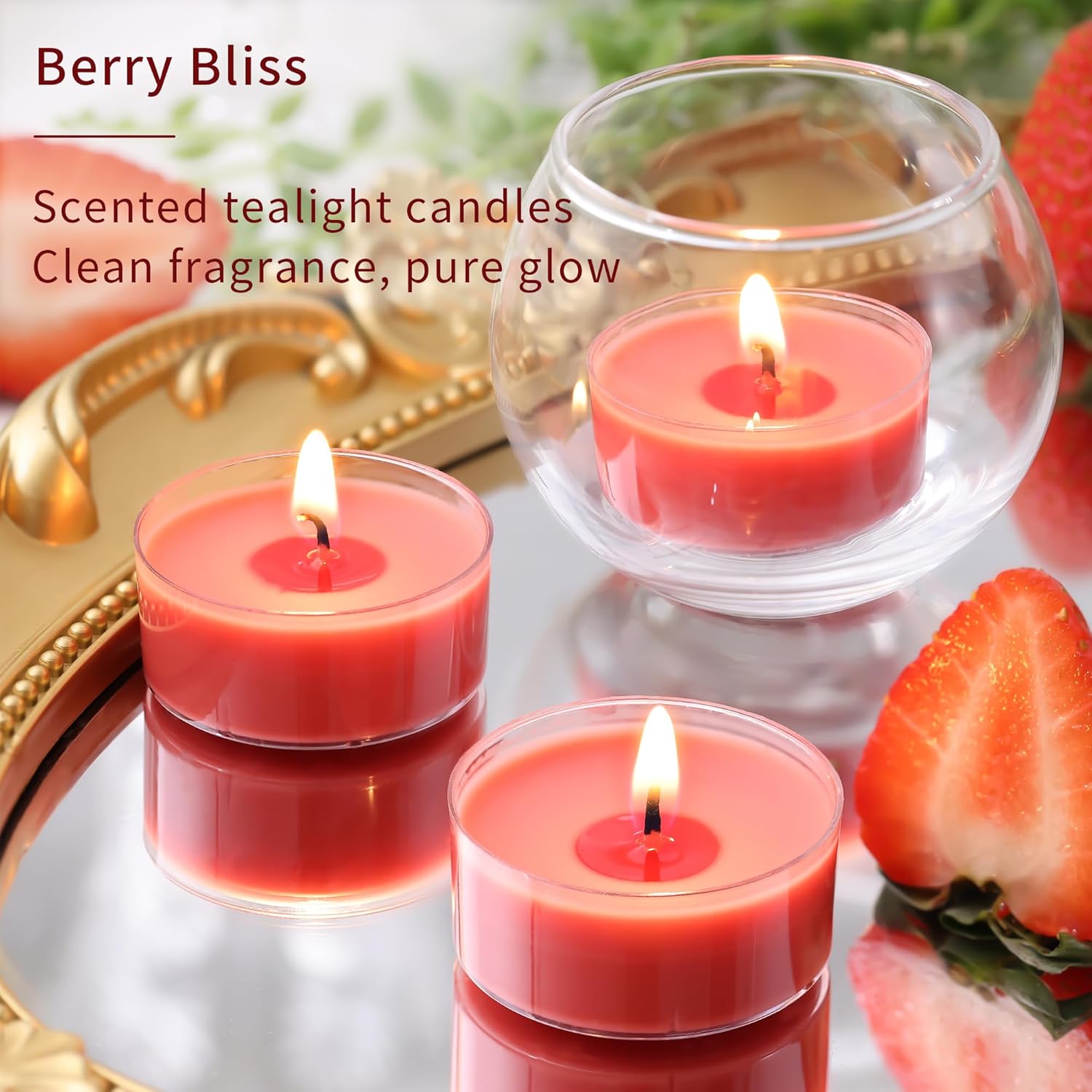 Strawberry Scented Tea Light Candles 12 Pack