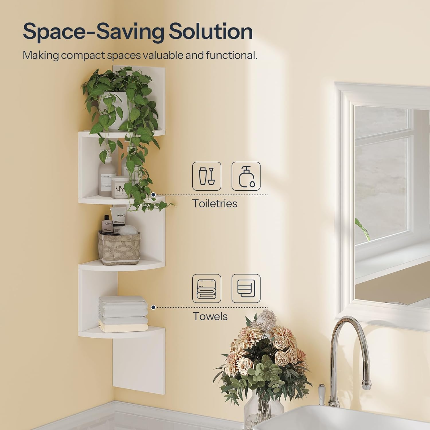 HOOBRO 4-Tier Floating Corner Shelves Set of 2