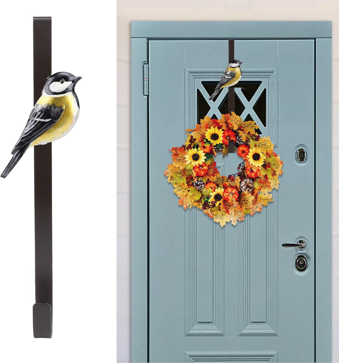 Bird Shaped Wrought Iron Door Hanging Hook for Wreaths and Farmhouse Decor