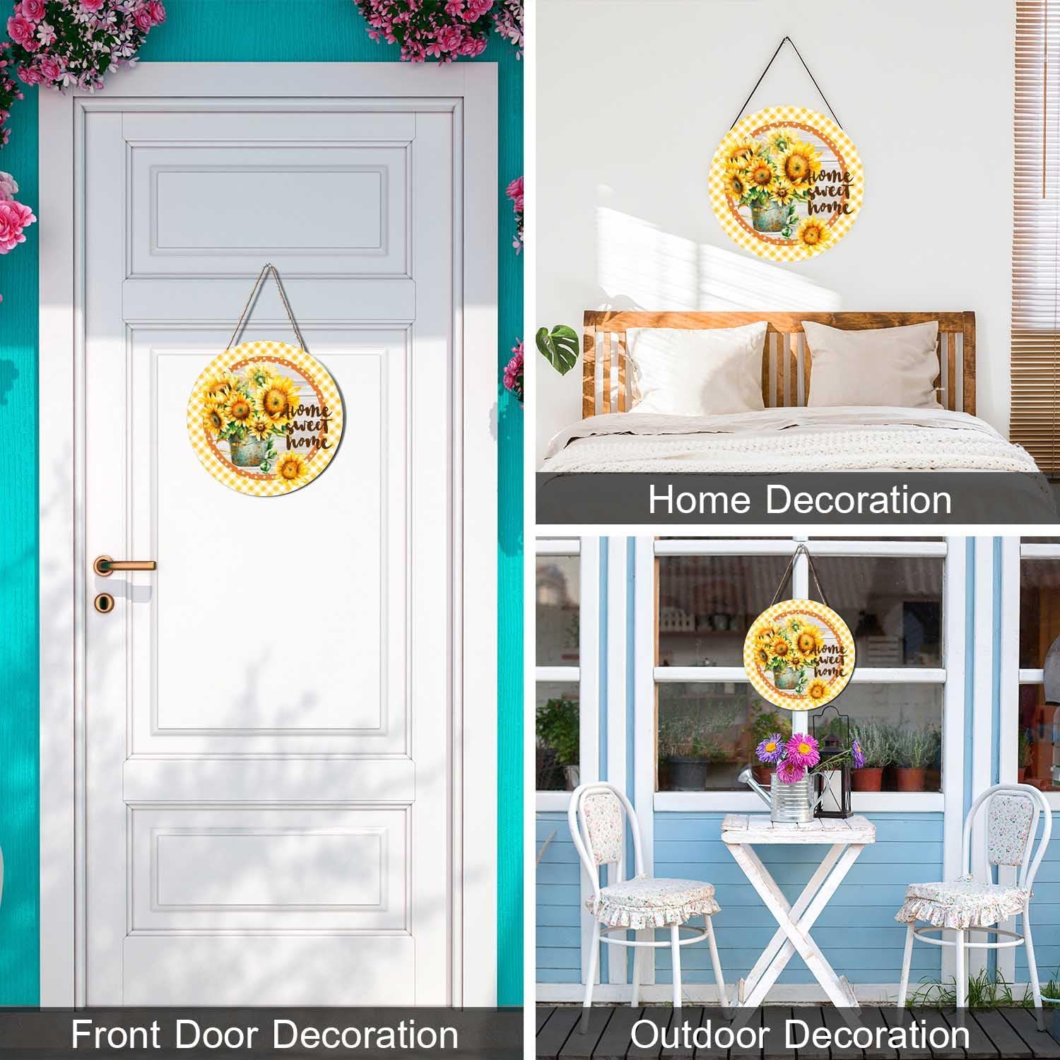 Rustic Sunflower Welcome Door Wreath Hanger