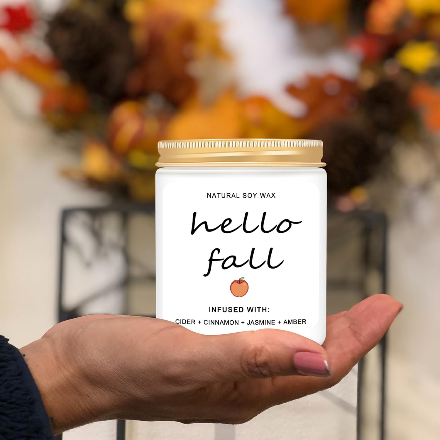 Homsolver Fall Decor Candles with Hello Fall Message